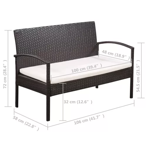  5-részes barna polyrattan kerti bútorszett párnákkal