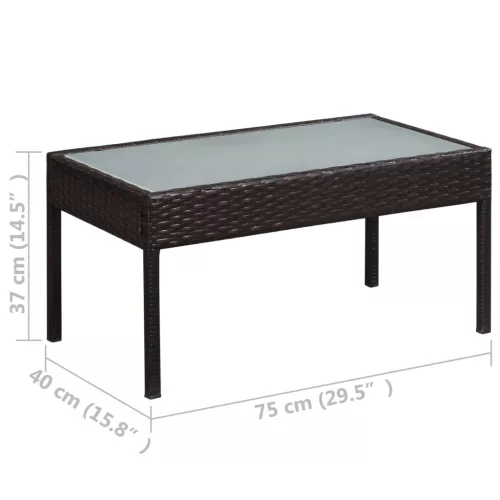  5-részes barna polyrattan kerti bútorszett párnákkal