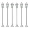  6 db fehér alumínium kerti állólámpa, E27, 110 cm