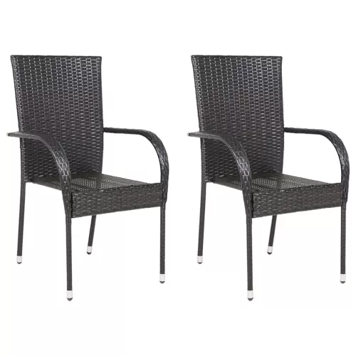  2 db barna polyrattan rakásolható kültéri szék
