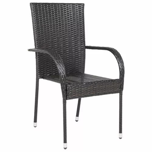  2 db barna polyrattan rakásolható kültéri szék