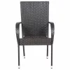 2 db barna polyrattan rakásolható kültéri szék