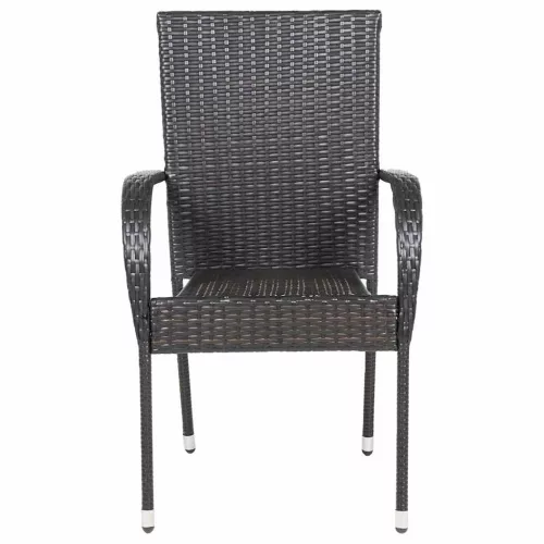  2 db barna polyrattan rakásolható kültéri szék