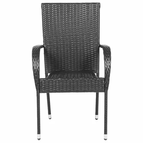  2 db fekete rakásolható polyrattan kültéri szék