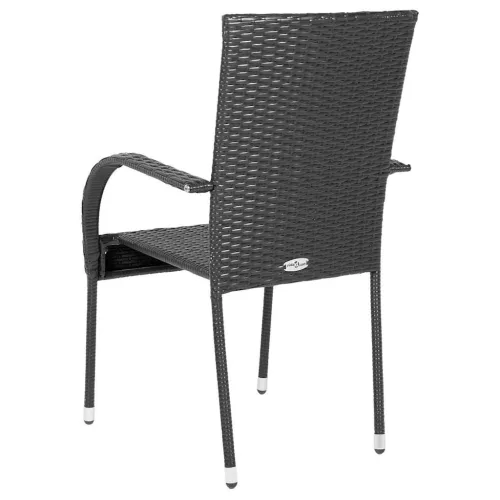  2 db fekete rakásolható polyrattan kültéri szék
