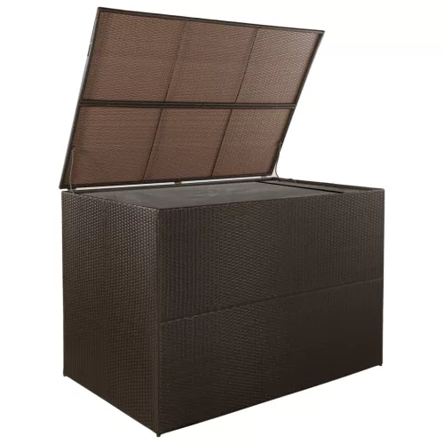  barna polyrattan kerti tárolóláda 150 x 100 x 100 cm