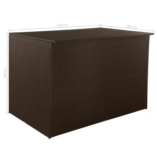 barna polyrattan kerti tárolóláda 150 x 100 x 100 cm