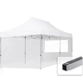   TP 3x6m összecsukható alumínium pavilon, 2 db oldalfallal - fehér