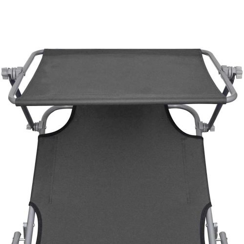  szürke összecsukható acél napozóágy napellenzővel