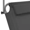  szürke acél összecsukható napozóágy napellenzővel és kerékkel