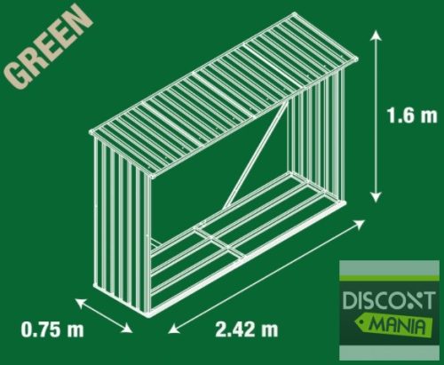 EPT Tüzifatároló 181 - 242 x 75 cm, zöld
