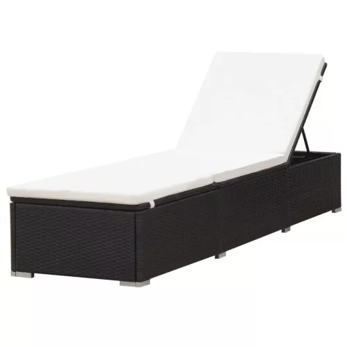  barna polyrattan napozóágy párnával