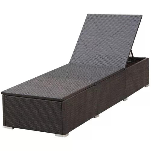  barna polyrattan napozóágy párnával