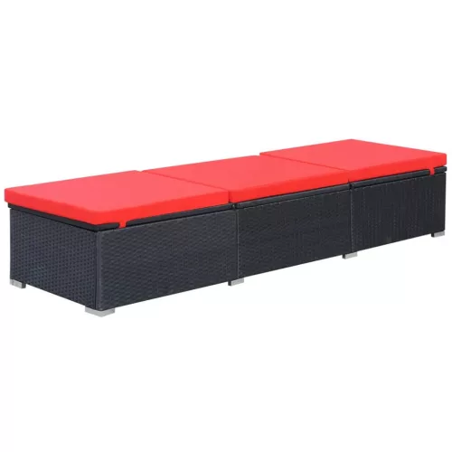  fekete polyrattan napozóágy párnával