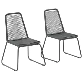  2 db fekete polyrattan kültéri szék