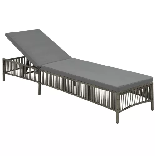  szürke polyrattan napozóágy párnával