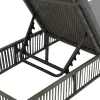  szürke polyrattan napozóágy párnával