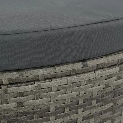  szürke 2 személyes polyrattan kerti kanapé párnákkal/ernyővel