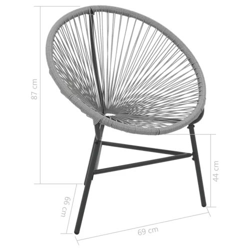  szürke polyrattan kerti kagylószék