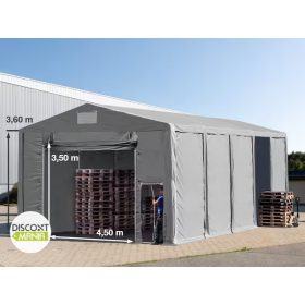   TP Vario 8x10m 3,6m oldalmagas raktársátor, bejárat típusa: felhúzható