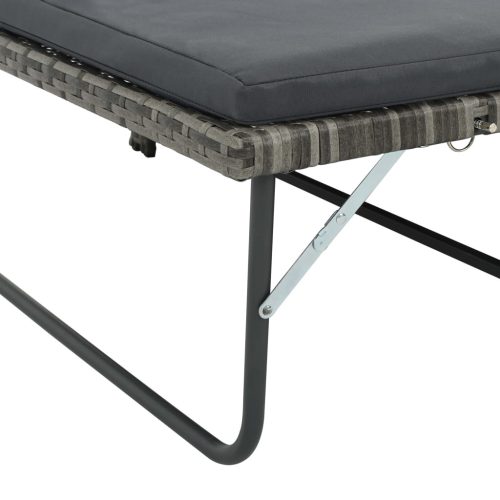  2-részes szürke polyrattan kerti bútorszett párnákkal