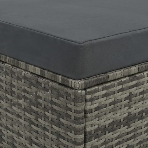  2-részes szürke polyrattan kerti bútorszett párnákkal