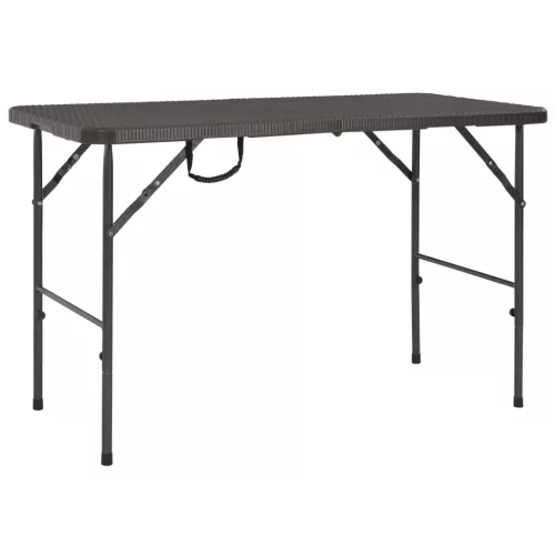  barna rattan hatású HDPE összecsukható kerti asztal 120x60x74cm
