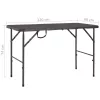  barna rattan hatású HDPE összecsukható kerti asztal 120x60x74cm