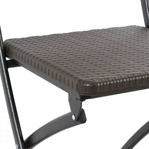  2 db barna összecsukható rattan küllemű HDPE és acél bárszék