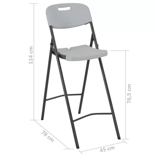  2 db fehér összecsukható HDPE és acél bárszék