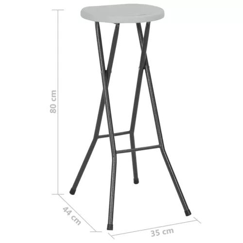  2 db fehér összecsukható HDPE és acél bárszék