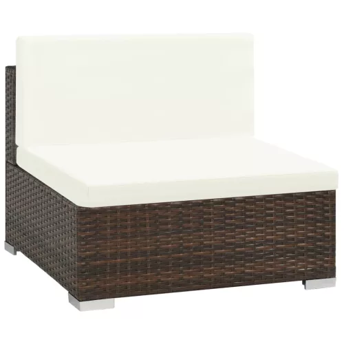  6-részes barna polyrattan kerti bútorszett párnákkal