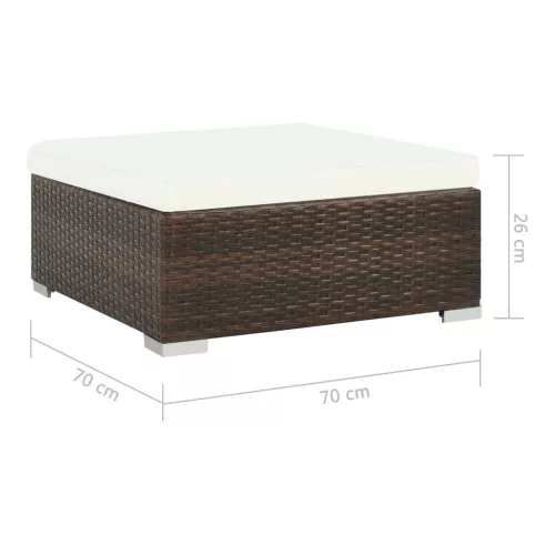  6-részes barna polyrattan kerti bútorszett párnákkal