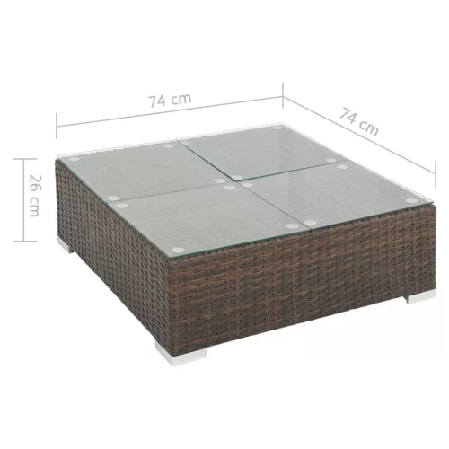  6-részes barna polyrattan kerti bútorszett párnákkal