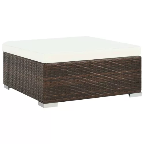  8-részes barna polyrattan kerti bútorszett párnákkal