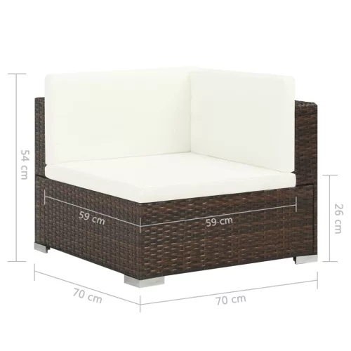  8-részes barna polyrattan kerti bútorszett párnákkal