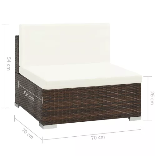  8-részes barna polyrattan kerti bútorszett párnákkal