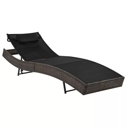  barna polyrattan napozóágy párnával