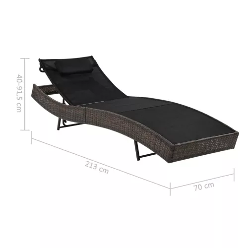  barna polyrattan napozóágy párnával