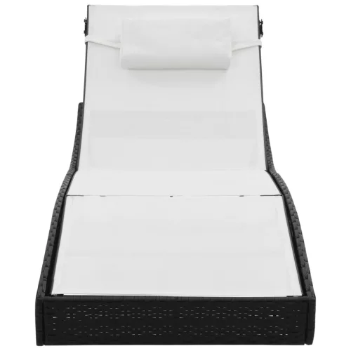  fekete polyrattan napozóágy párnával