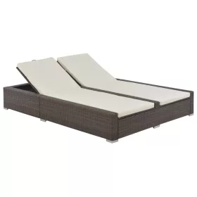  barna kétszemélyes polyrattan napozóágy
