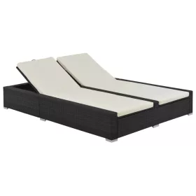  fekete kétszemélyes polyrattan napozóágy