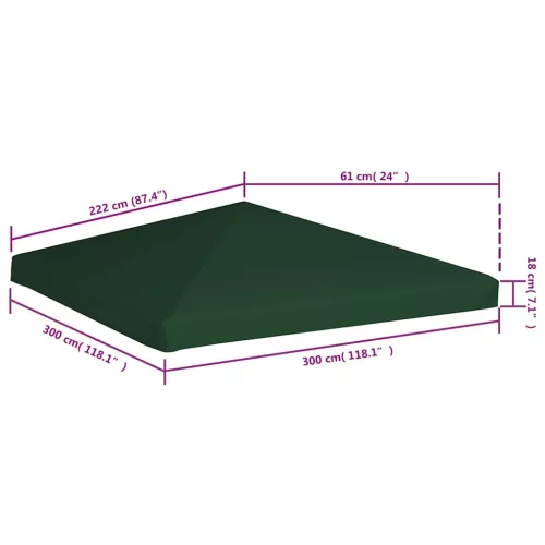  zöld pavilon tetőponyva 310 g/m², 3 x 3 m