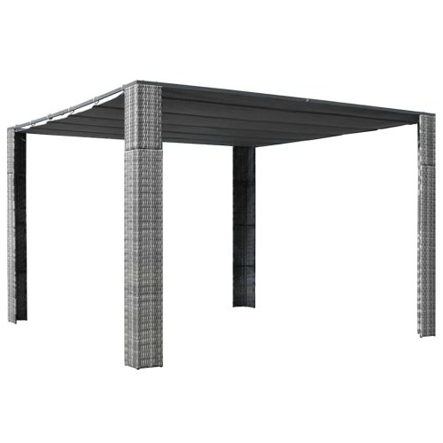  szürke és antracit polyrattan pavilon tetővel 300x300x200 cm