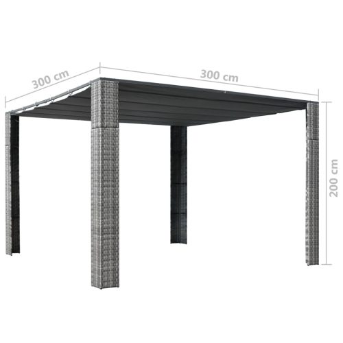  szürke és antracit polyrattan pavilon tetővel 300x300x200 cm