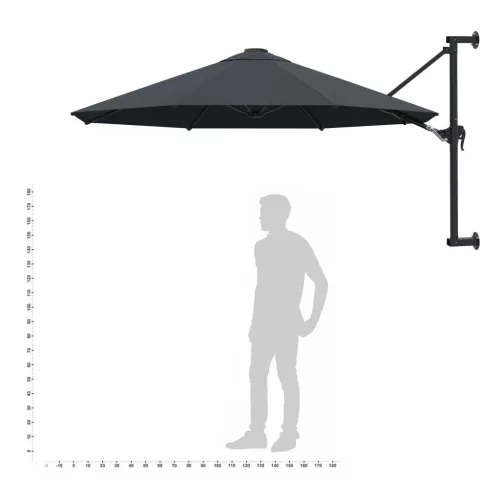  antracitszürke falra szerelhető napernyő fémrúddal 300 cm
