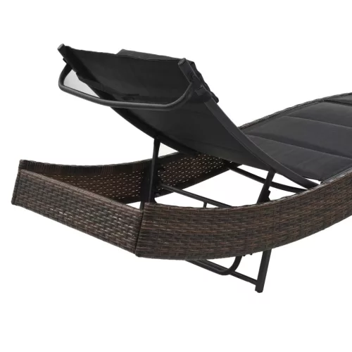  barna polyrattan és textilén napozóágy