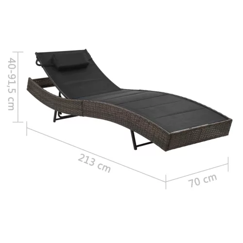  barna polyrattan és textilén napozóágy