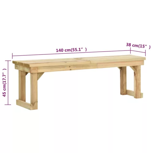  impregnált fenyőfa kerti pad 140 cm