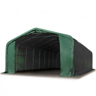 Ponyvagarázs/ sátorgarázs / tároló 6x6m-2,7m oldalmagasság, tűzálló PVC 720g/nm kapuméret: 4,1x2,9m zöld színben